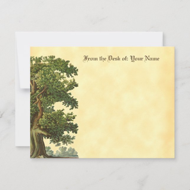 Editable Blackletter Vintage Oak Tree Card (Front)