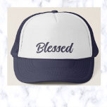 Editable Blessed  Trucker Hat<br><div class="desc">This hat features the word "Blessed" in a colour that matches the hat. Choose the colour hat you'd like,  then change the word if you'd like and change the font size,  style and colour. 

Enjoy your new Editable Blessed Trucker Hat!</div>