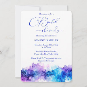 Editable Blue and Purple Bridal Shower Invitation