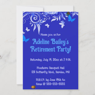 Editable Blue Butterflies and Swirls Invitation