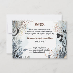 Editable Blue Flower Garden RSVP Card