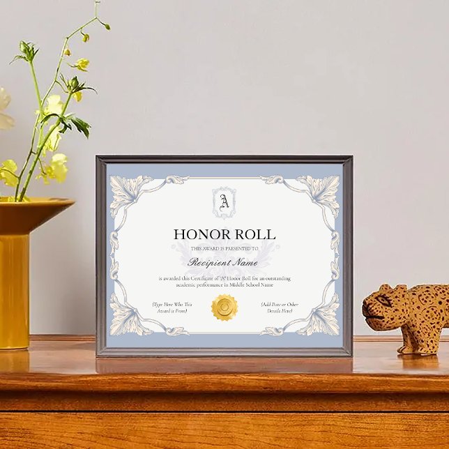 Editable Blue HonorRoll Certificate Template Award (Editable Blue HonorRoll Certificate Template Award)