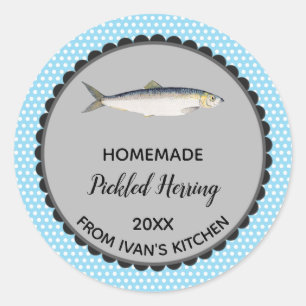 Editable Blue Polka Dot Herring Label Stickers!