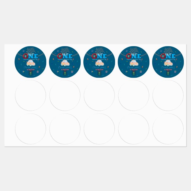 Editable Blue Racing Boy 1st Birthday Invitation (Sheet)