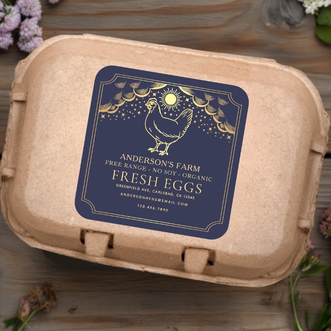 Editable Blue Witchy Tarot Eggs Family Farm Label (Creator Uploaded)