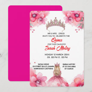 Editable Blush Pink Quinceañera Invitation templat