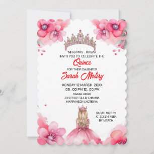 Editable Blush Pink Quinceañera Invitation templat