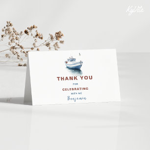 Editable Boat Birthday Thank You Card - Boys