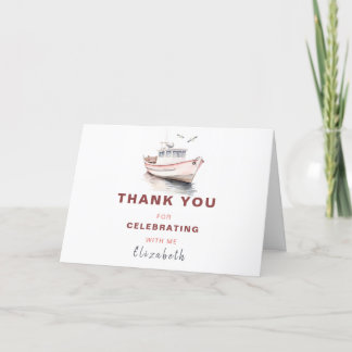 Editable Boat Birthday Thank You Card - Girls