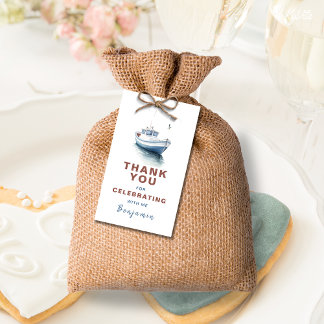 Editable Boat Nautical Birthday Favour Tag - Boy