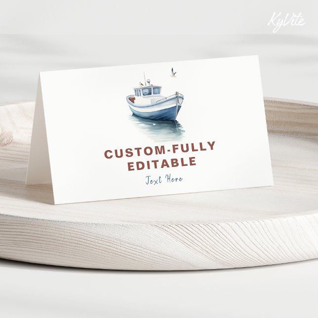Editable Boat Nautical Folded Food Tent Card - Boy (Creator Uploaded)