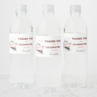 Editable Boat Nautical Water Bottle Label - Girl