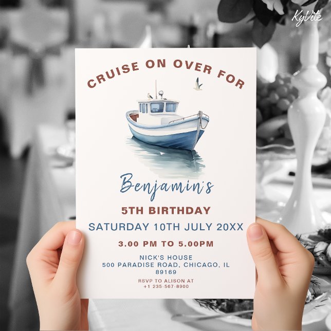 Editable Boat Theme Birthday Invitation - Boy (Creator Uploaded)