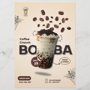 Editable Boba Tea Cafe Flyer, Small Business Menu