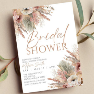 Editable Boho Bridal Shower Invitation, Pampas Invitation