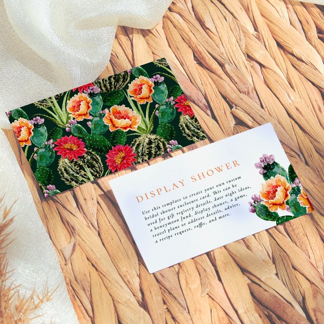 Editable Boho Cactus Flowers Fiesta Bridal Shower Enclosure Card (Creator Uploaded)