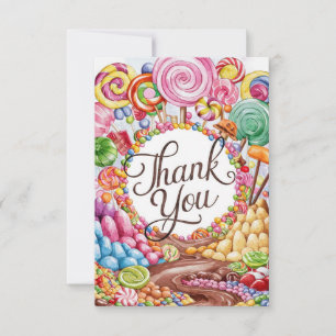 Editable Boho Candyland thank you card