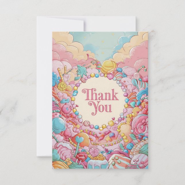 Editable Boho Candyland thank you card (Front)
