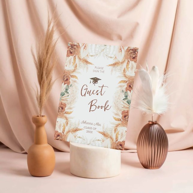 Editable Boho Graduation Party Guest Book Sign (Welcome your guests with style! Personalize this Editable Boho Graduation Party Guest Book Sign .)