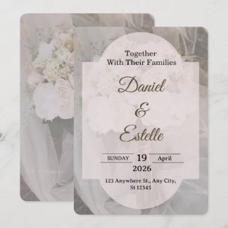 Editable Boho Neutral Wedding Invitation Template
