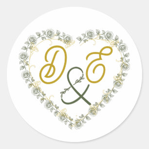 Editable Boho Neutral Wedding Monogram Sticker