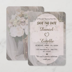 Editable Boho Neutral Wedding Save The Date Card