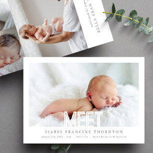 editable BOLD MEET NEW collage baby birth Announcement