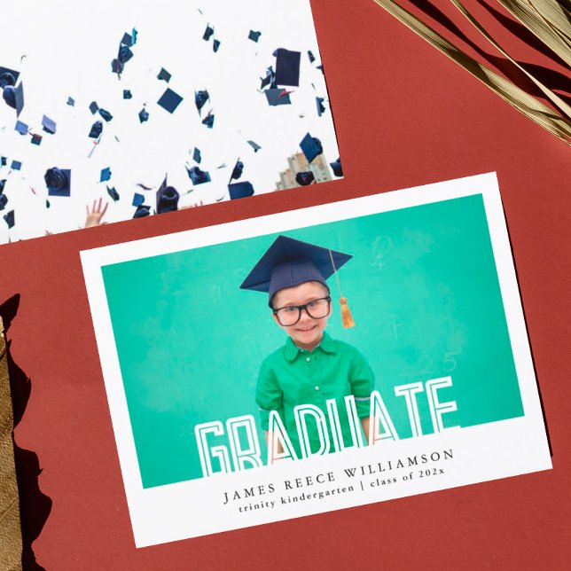 Editable Bold Photo Kindergarten Graduation Announcement (Creator Uploaded)