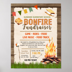 Editable bonfire bbq Flyer Template Poster