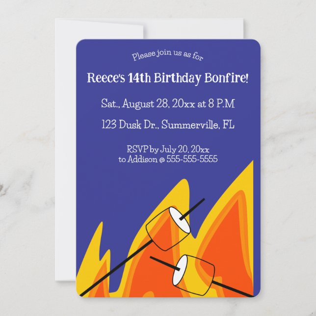 Editable Bonfire Birthday  Invitation (Front)