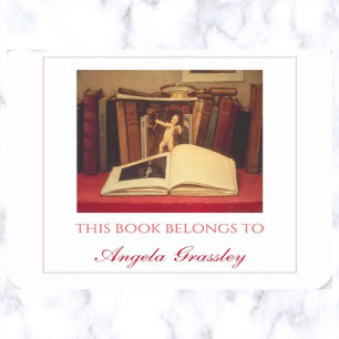 Editable Books and Magnifying Glass Square Sticker