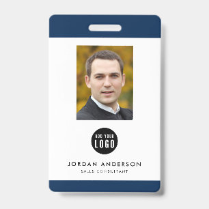 Editable Border Color Add Logo Employee Photo ID Badge