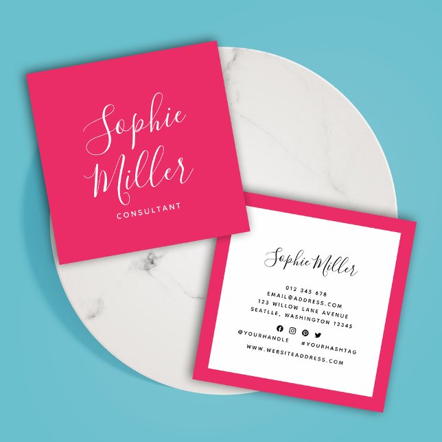 Editable Border Colour Calligraphy Social Media Square Business Card (Creator Uploaded)
