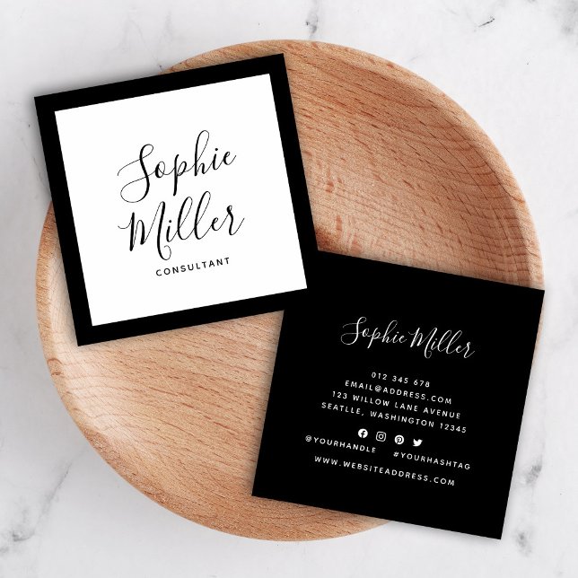 Editable Border Colour Calligraphy Social Media Square Business Card (Creator Uploaded)