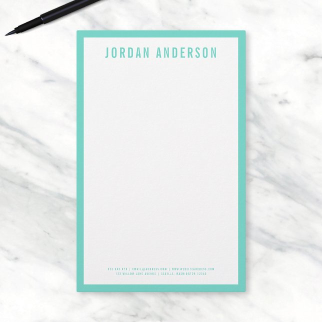 EDITABLE Border Colour Modern Bold Name Stationery (Creator Uploaded)