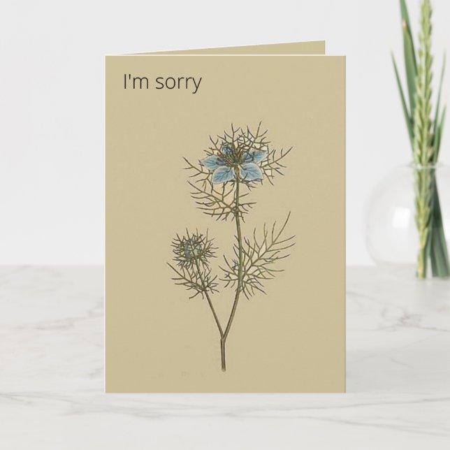 Editable Botanical Love in a Mist Greeting Card (Front)