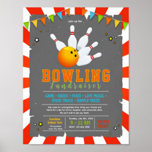 Editable bowling fundraiser flyer poster