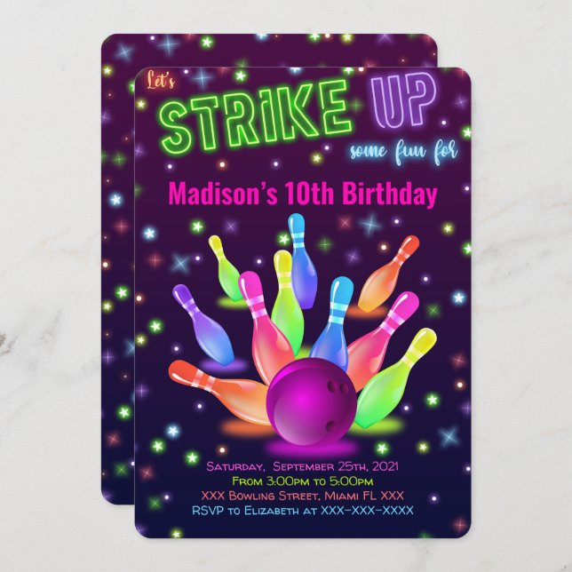 Editable Bowling Invitation (Front/Back)