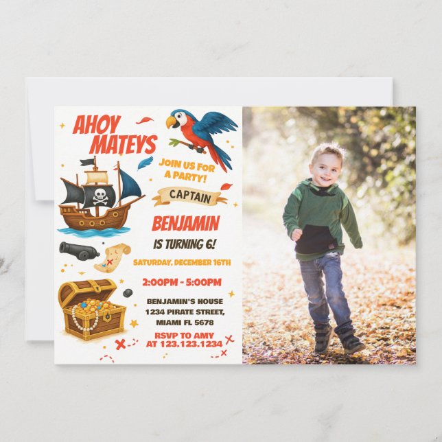 Editable Boys Girls Treasure Hunt Theme Invitation (Front)