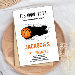 Editable Boys Sports Party Card with Ink Splash De