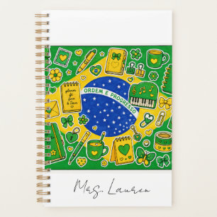 Editable Brazil Flag Inspired Cute Stationery Planner
