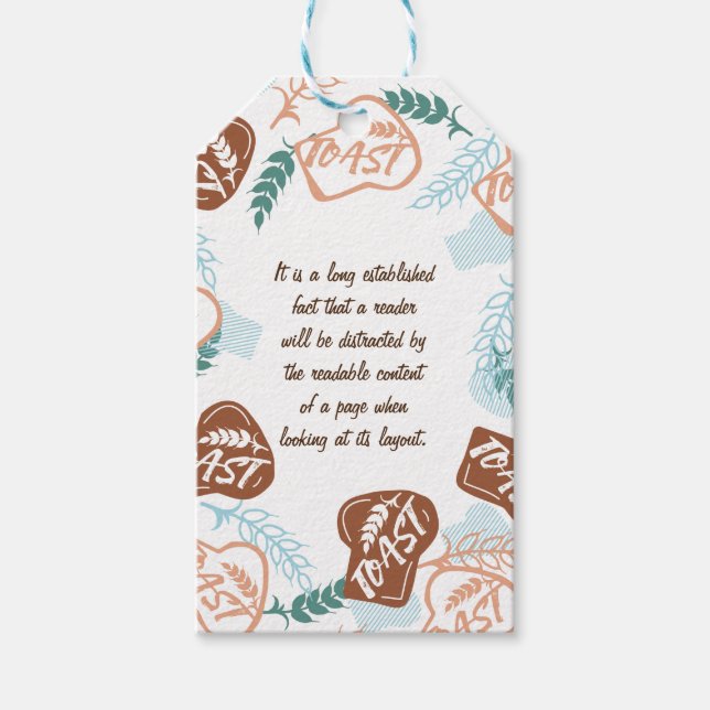 Editable bread toast quote gift tags (Front)