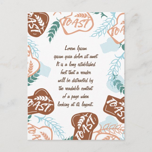 Editable bread toast quote postcard (Front)
