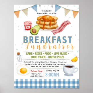 Editable breakfast fundraiser flyer poster