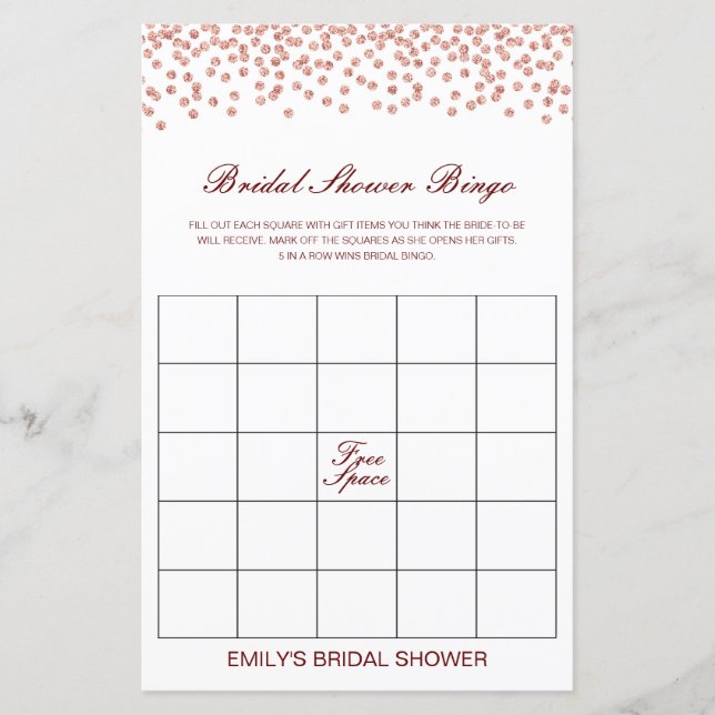 Editable Bridal Bingo Bridal Shower Game PRINTED (Front)