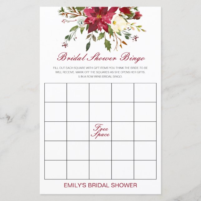 Editable Bridal Bingo Bridal Shower Game PRINTED (Front)