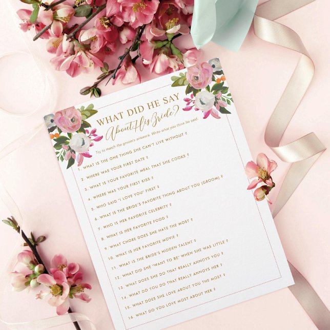 Editable Bridal Shower Game Pink Gold Floral (Creator Uploaded)