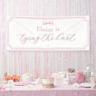Editable Bridal Shower Pink Ribbon Tying The Knot Banner