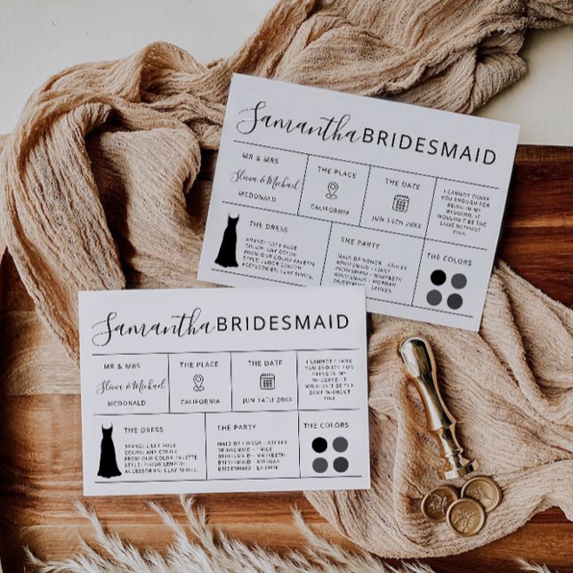 Editable Bridesmaid Information Card, Bridal Party Invitation (Editable Bridesmaid Information Card, Bridal Party Invitation)
