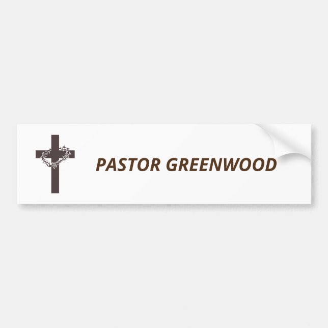 Editable Brown Crucifix With Thorns Name Bumper Sticker (Front)